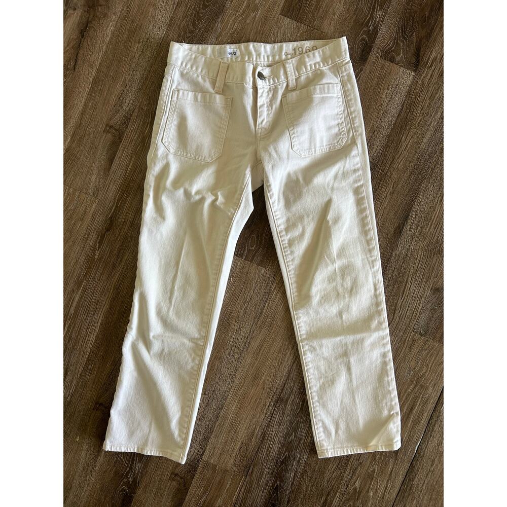 Gap women’s cropped cream denim size 26/2 boho cottage core style